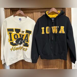 Vintage Iowa Hawkeyes crew neck sweatshirt and hoodie.